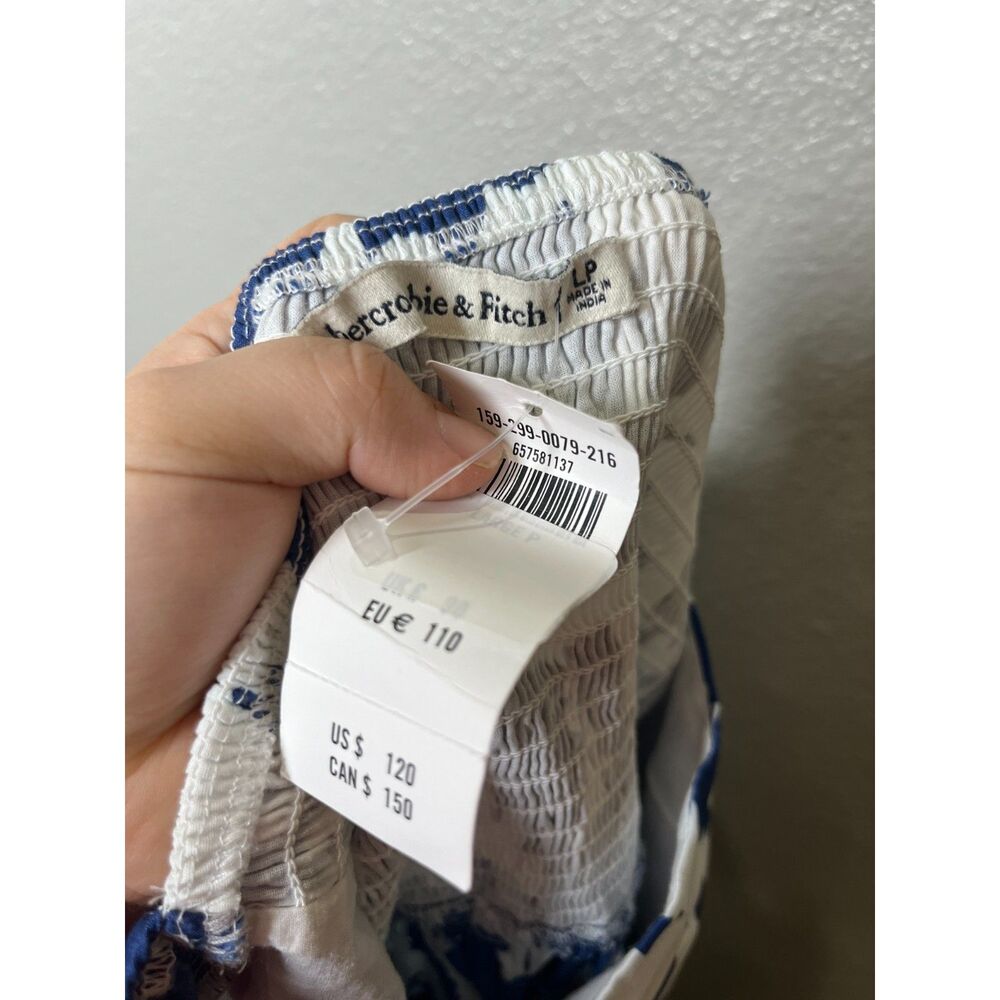 Abercrombie & Fitch Emerson Smocked Poplin Puff Sleeve Midi Dress Large Petite - Picture 5 of 5